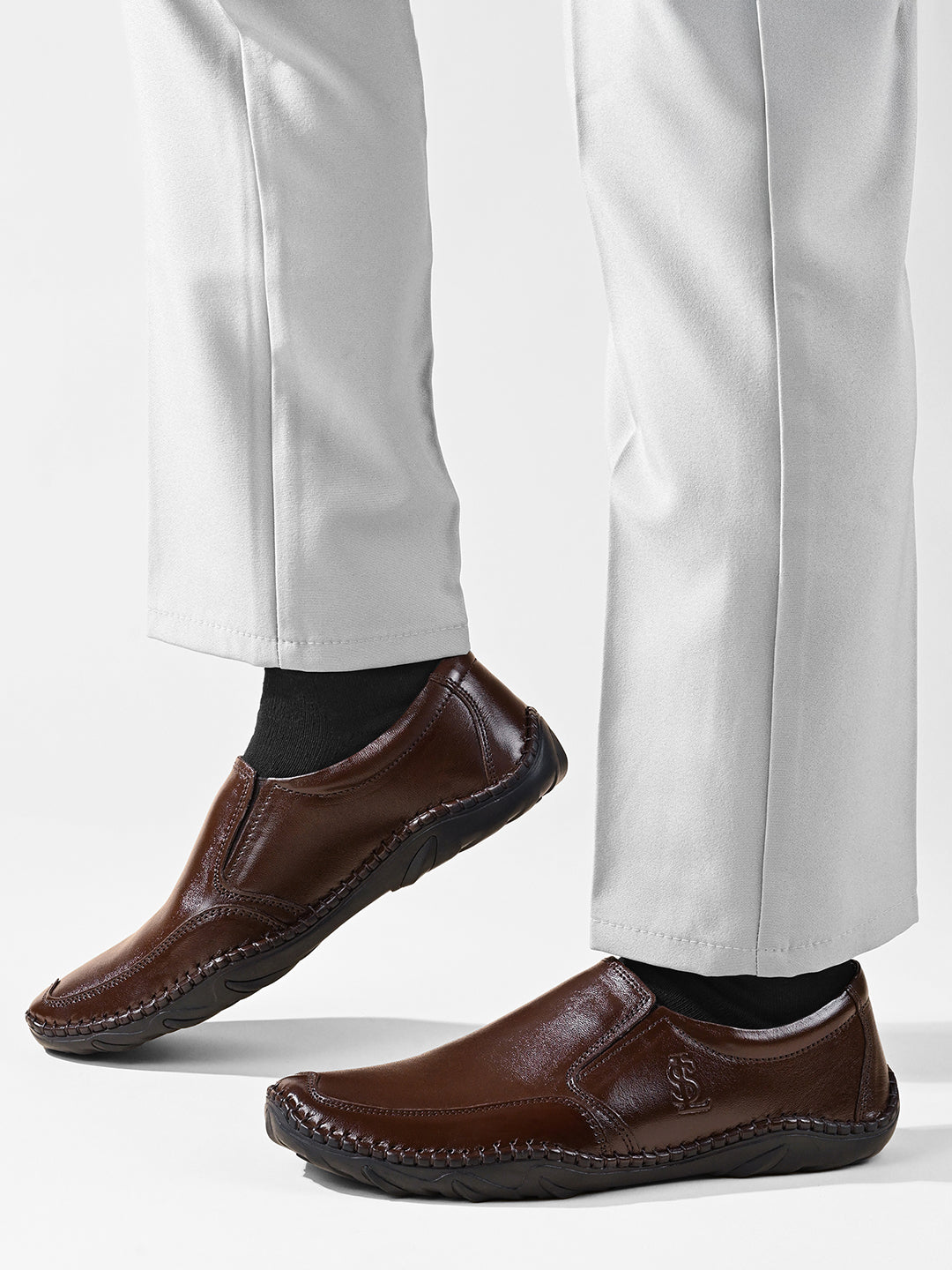 Brunette Brown Genuine Leather Ultra Lightweight Slip-On Shoes