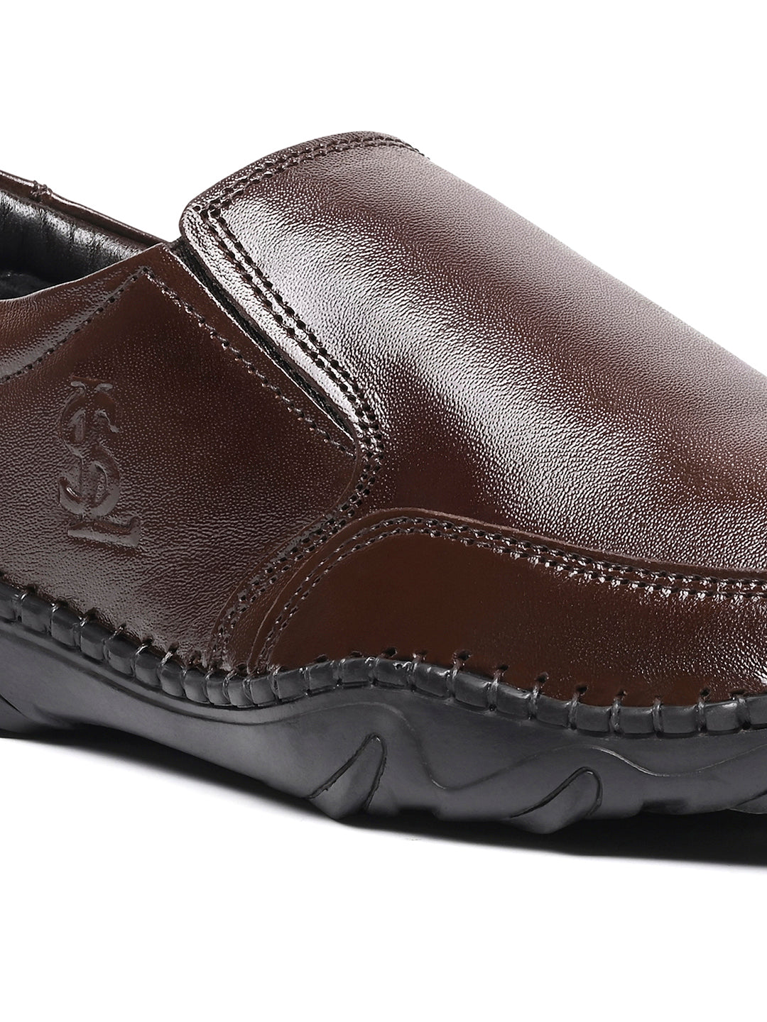 Brunette Brown Genuine Leather Ultra Lightweight Slip-On Shoes
