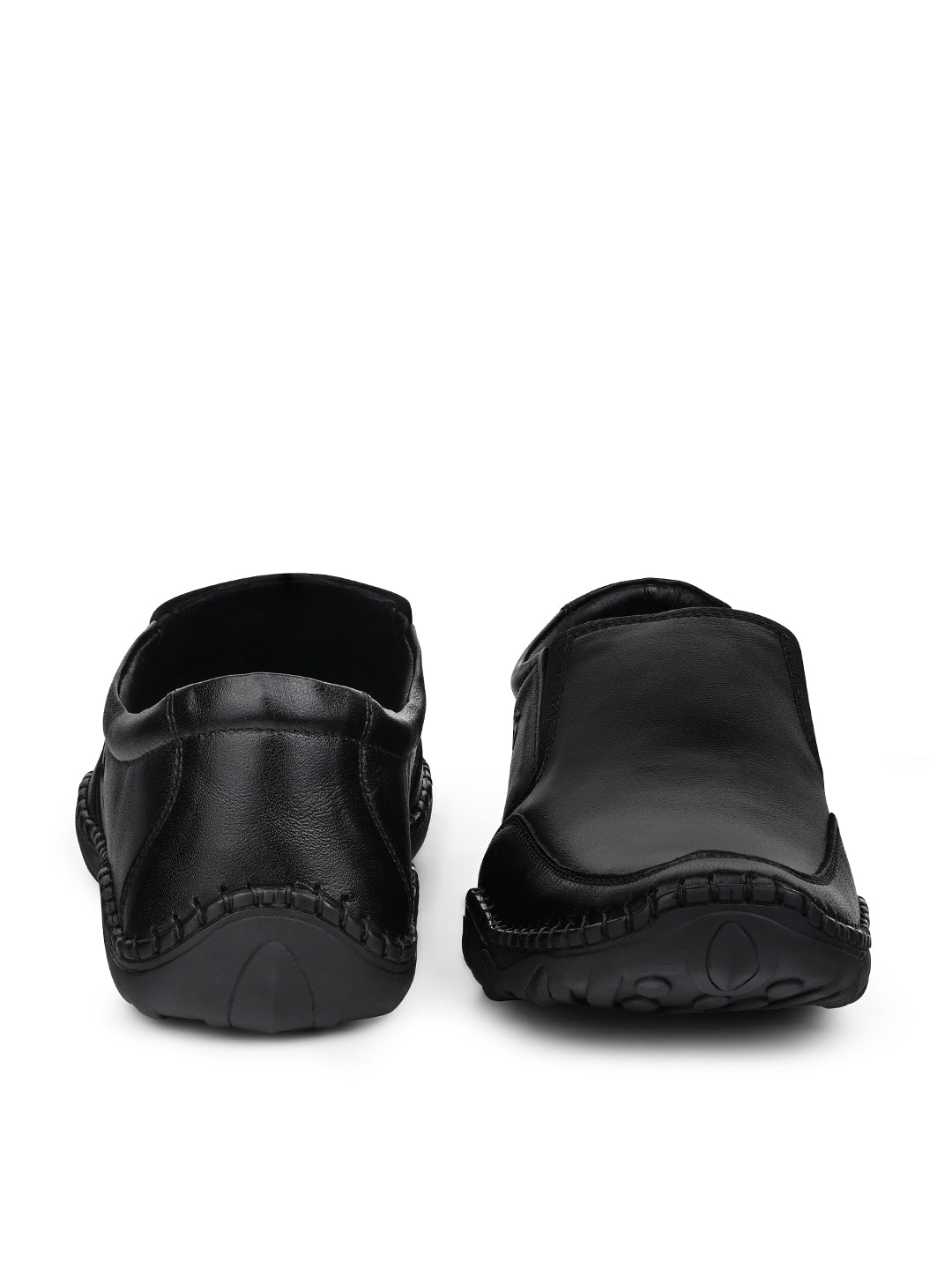 Jet Black Genuine Leather Ultra Lightweight Slip-On Shoes