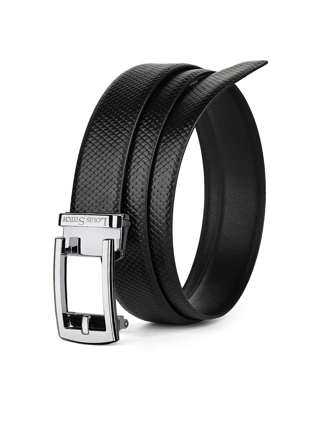 Premium VT Leather Men's Chrome Buckle Auto Lock Belt