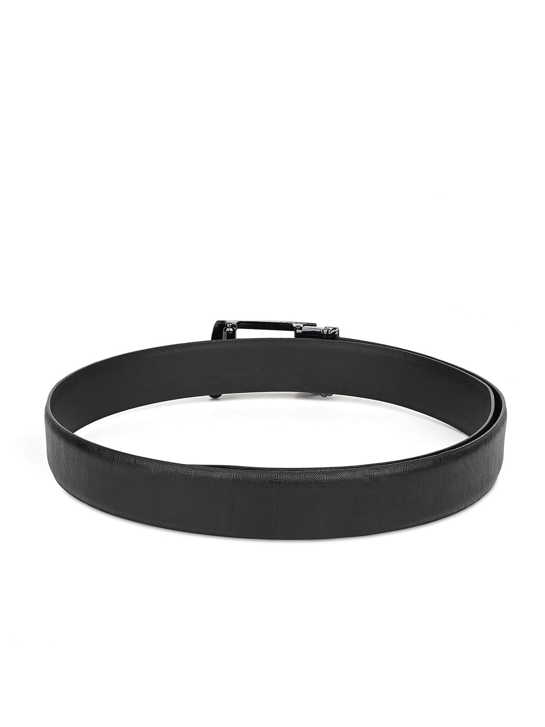 Premium VT Leather Men's Gunmetal Black Buckle Auto Lock Belt
