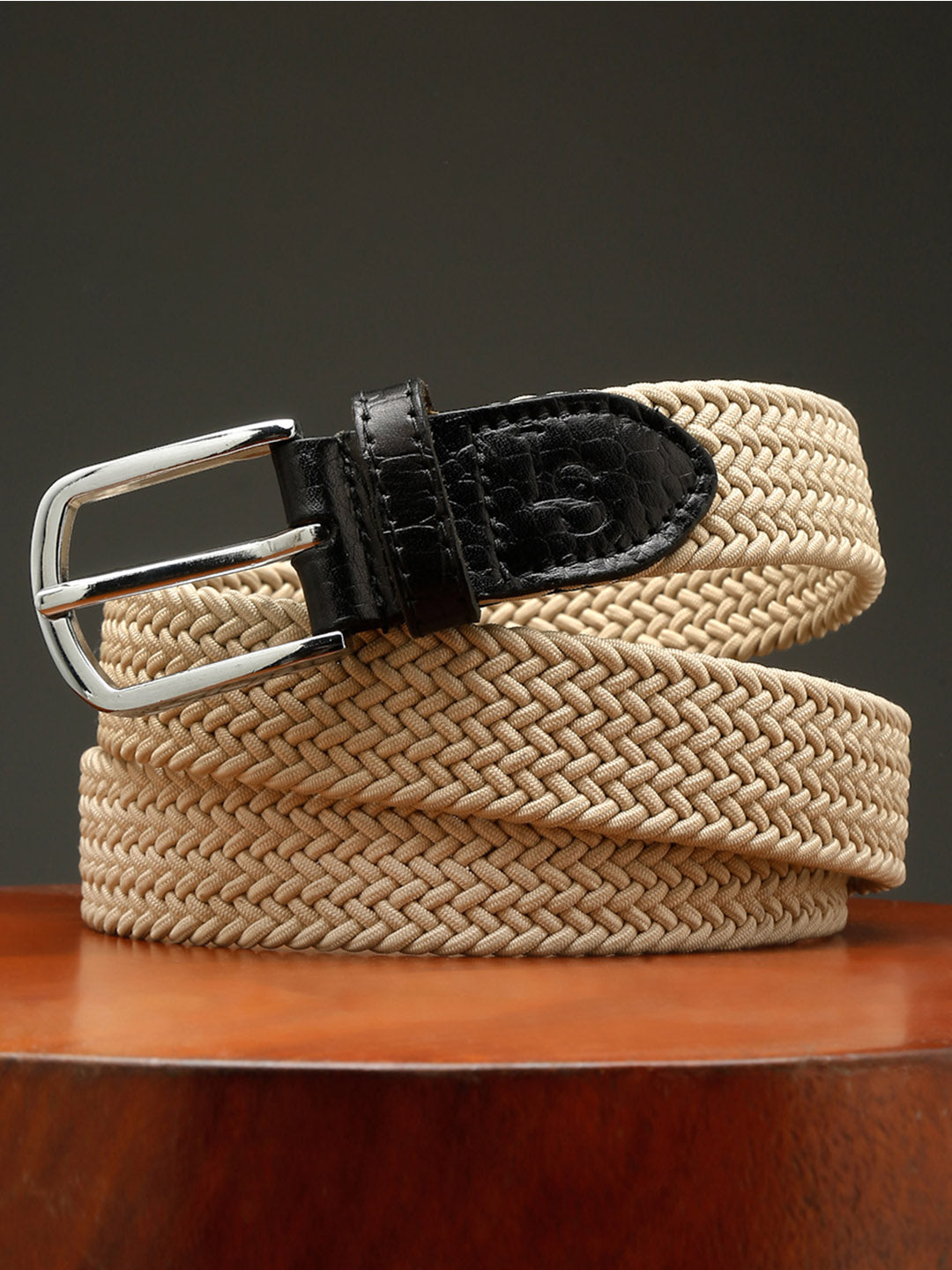 LOUIS STITCH Men's Braided Elastic Stretch Belt