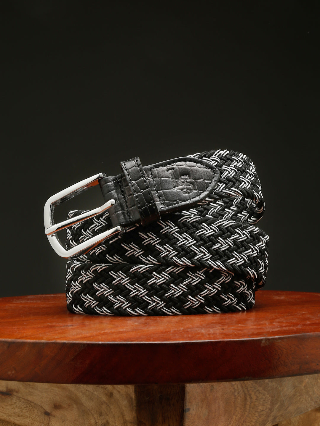 LOUIS STITCH Men's Braided Elastic Stretch Belt