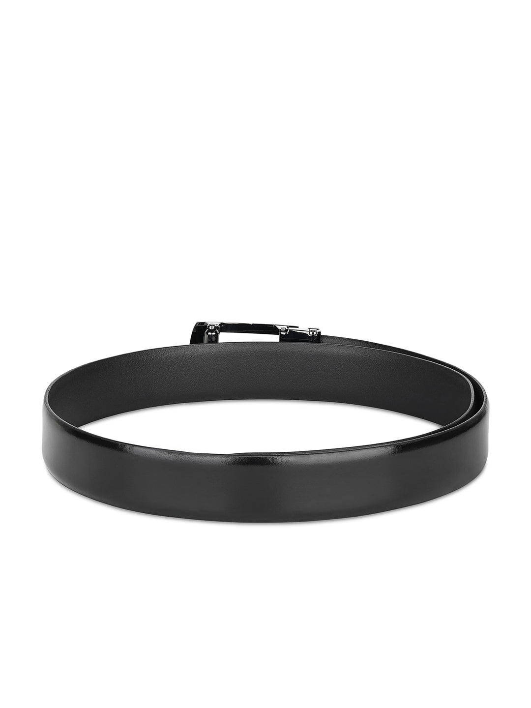 Premium VT Leather Men's Gunmetal Black Buckle Auto Lock Belt