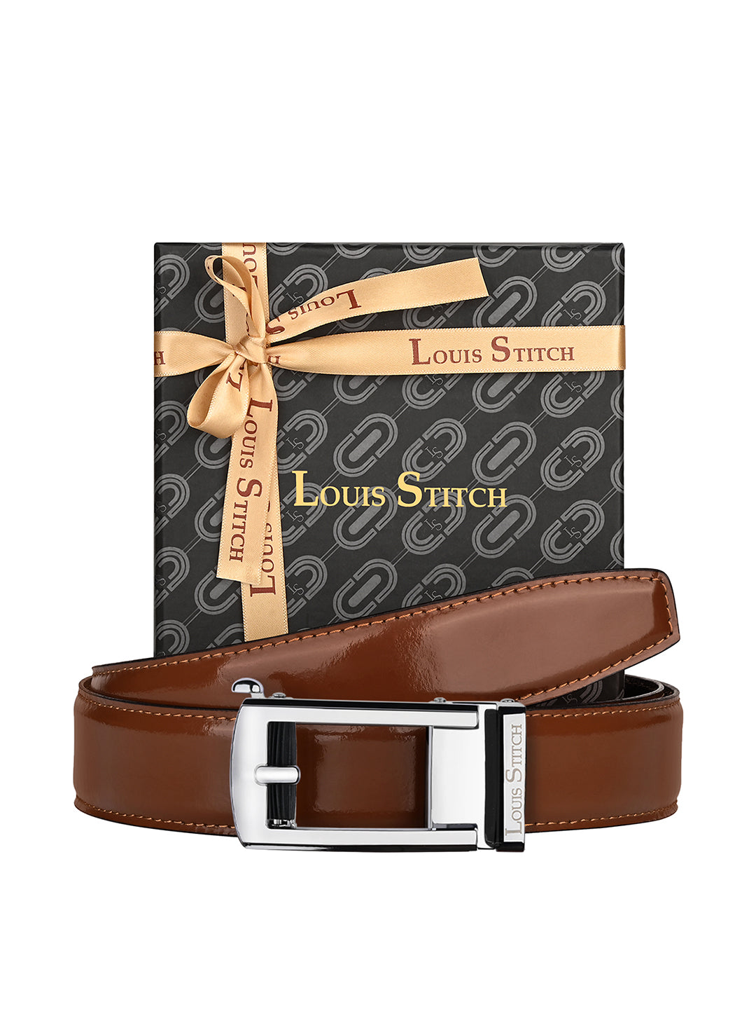 Premium VT Leather Men's Chrome Buckle Auto Lock Belt