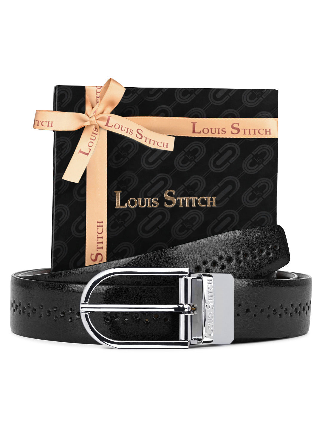 Handcrafted Spanish Leather Brogue Punch Reversible Belt For Men