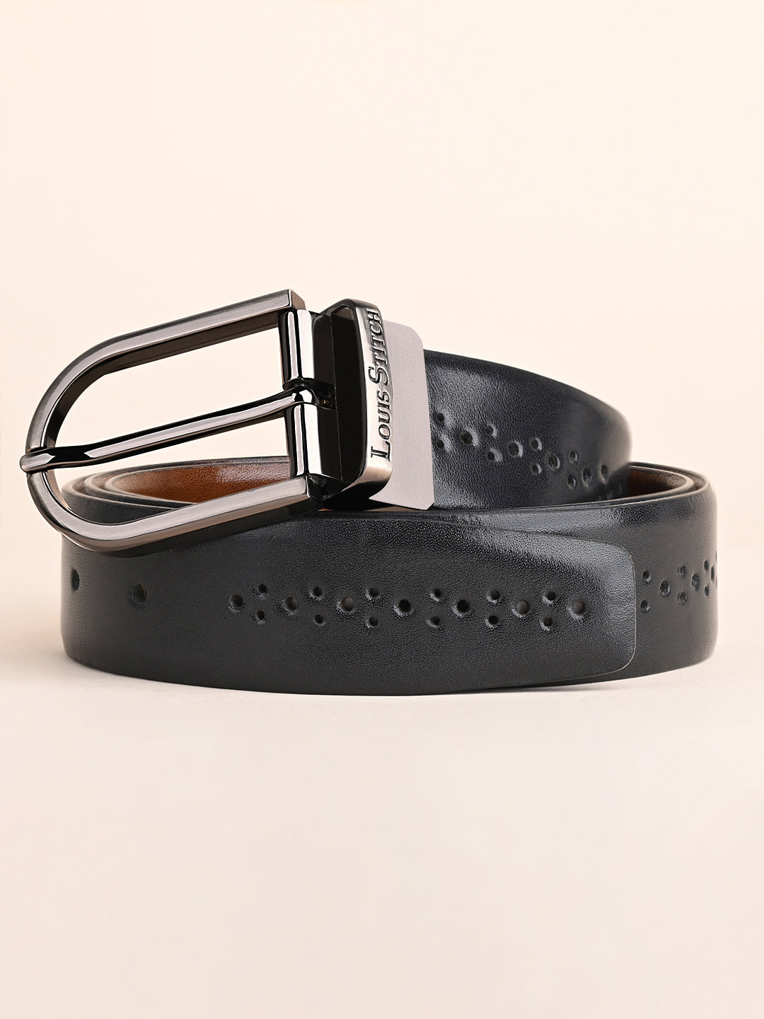 Handcrafted Spanish Leather Brogue Punch Reversible Belt For Men