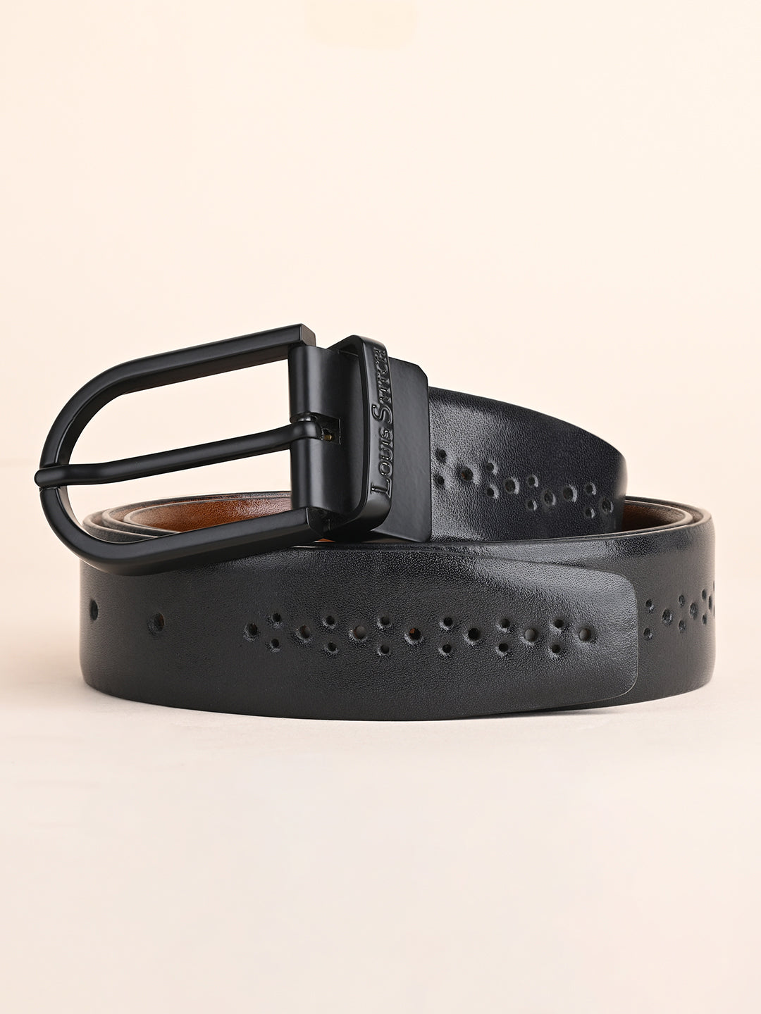 Handcrafted Spanish Leather Brogue Punch Reversible Belt For Men