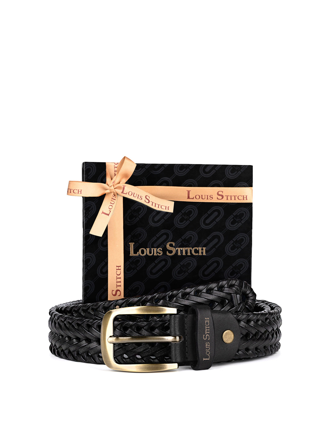 Men's Weaved Leather Belt Casual Belts for Men Spanish Leather Brass Buckle 1.5 Inch (35mm)