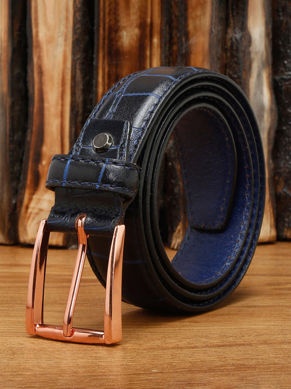 Men's Blue Casual Italian Leather Belt For Men