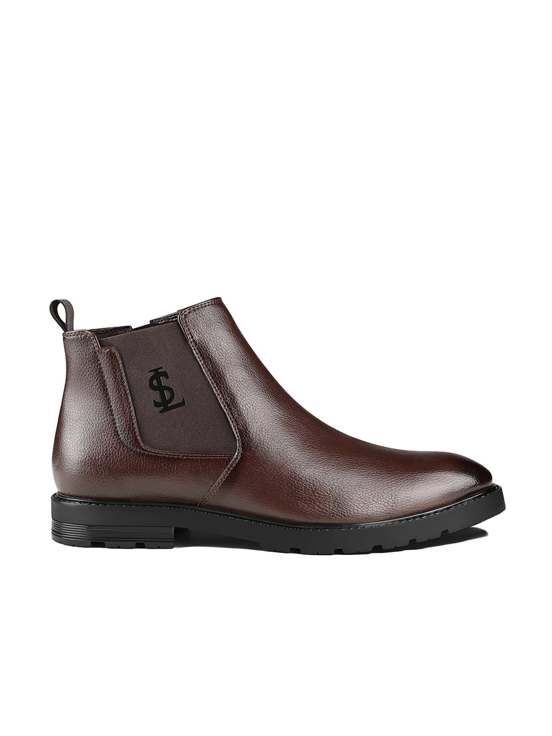 Brunette Brown Mid-Top Ankle Slip-On Chelsea Boots