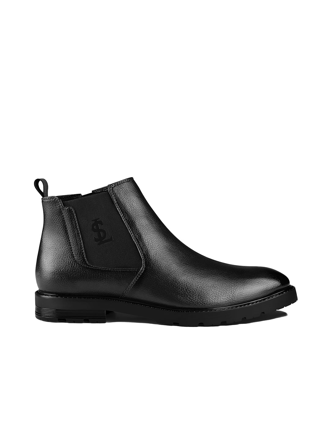 Charcoal Black Mid-Top Ankle Slip-On Chelsea Boots