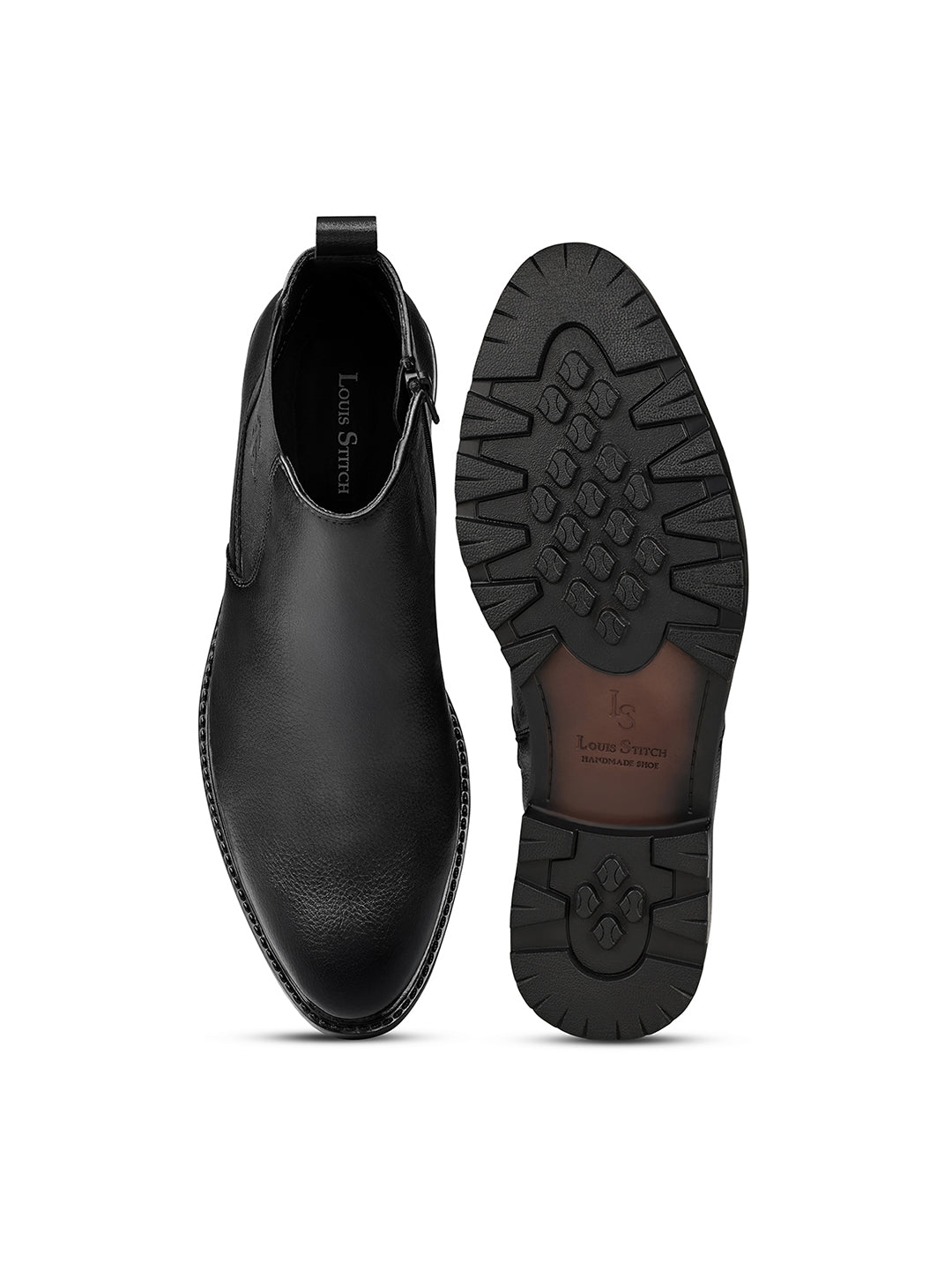 Charcoal Black Mid-Top Ankle Slip-On Chelsea Boots