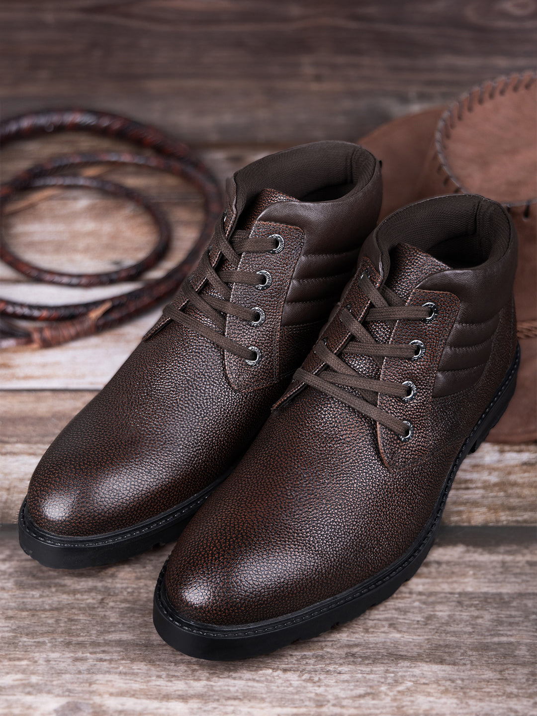 Brunette Brown Handcrafted Italian Leather High Ankle Chukka Boots