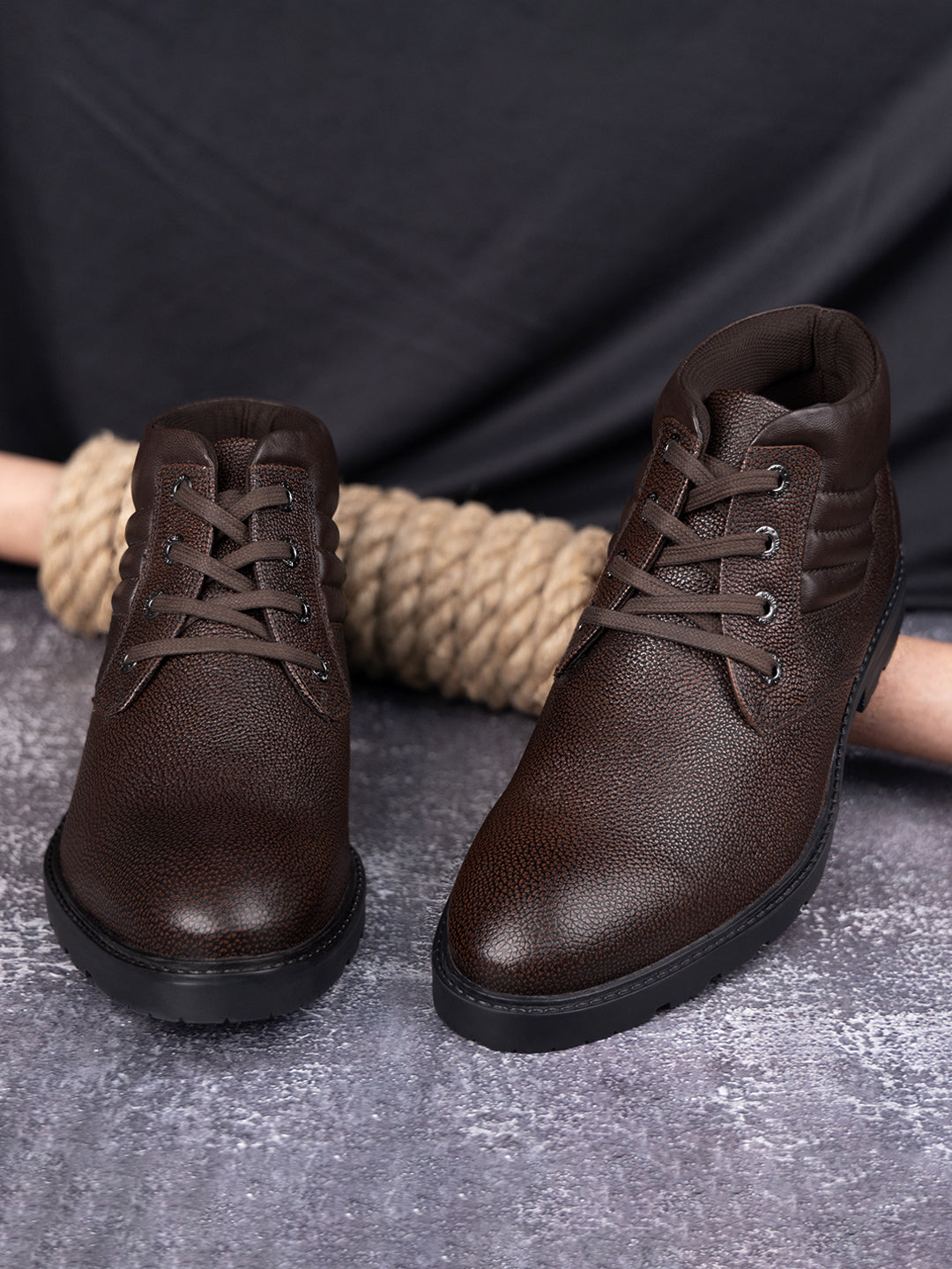 Brunette Brown Handcrafted Italian Leather High Ankle Chukka Boots