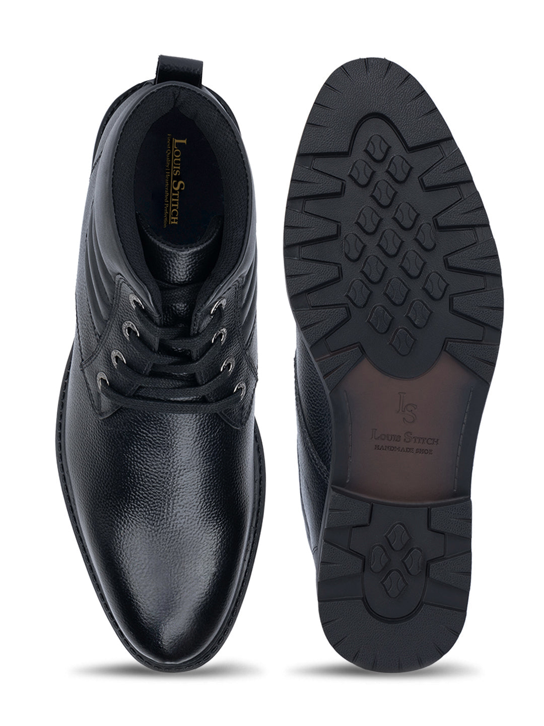 Jet Black Handcrafted Italian Leather High Ankle Chukka Boots