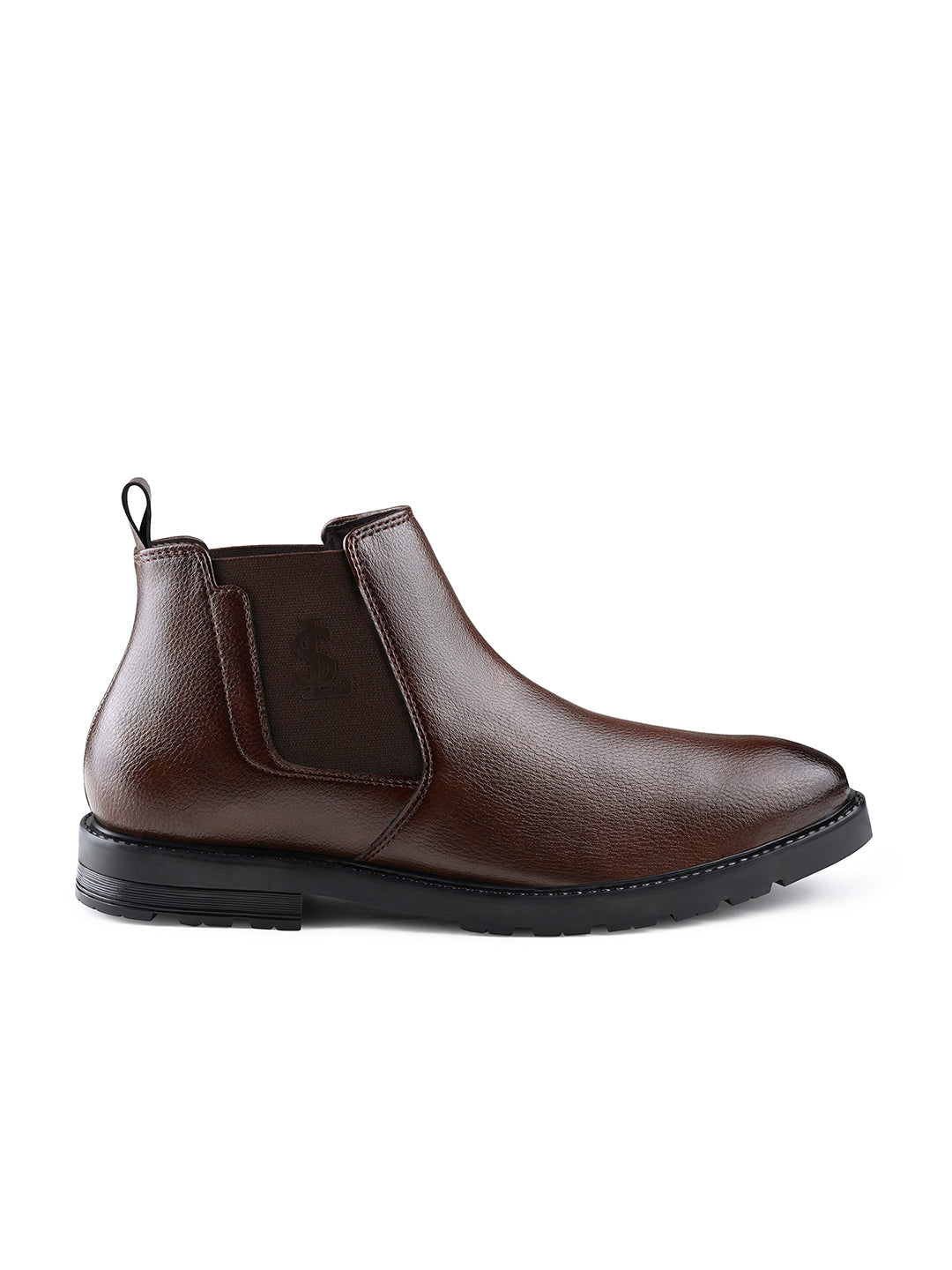 Brunette Brown Mid-Top Slip-On High Ankle Chelsea Boots