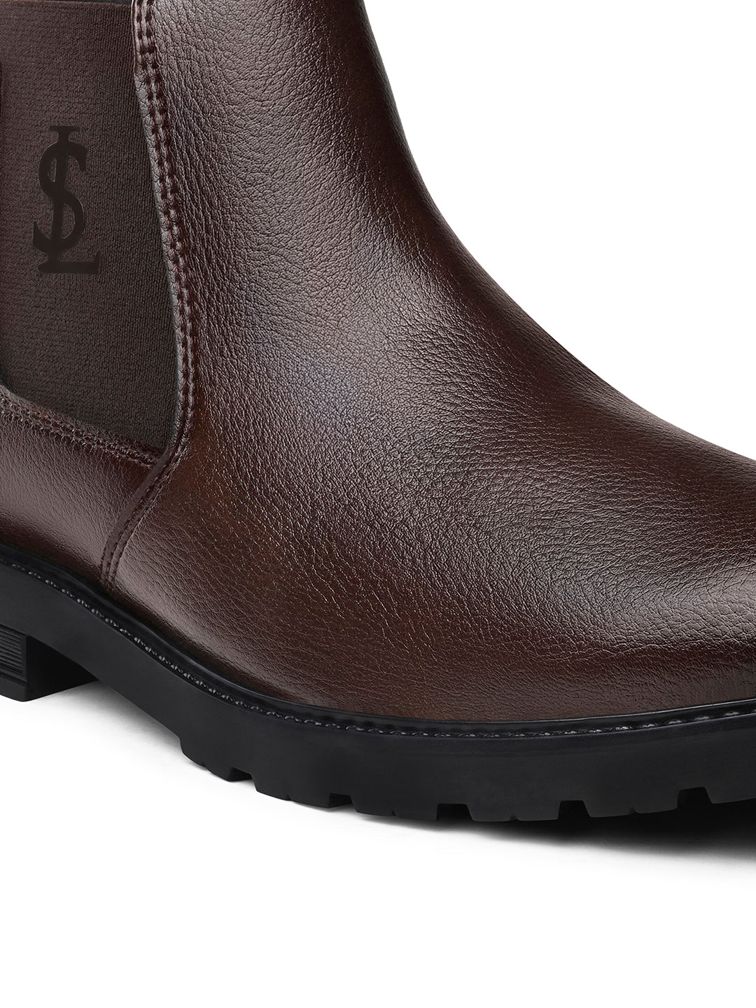 Brunette Brown Mid-Top Slip-On High Ankle Chelsea Boots