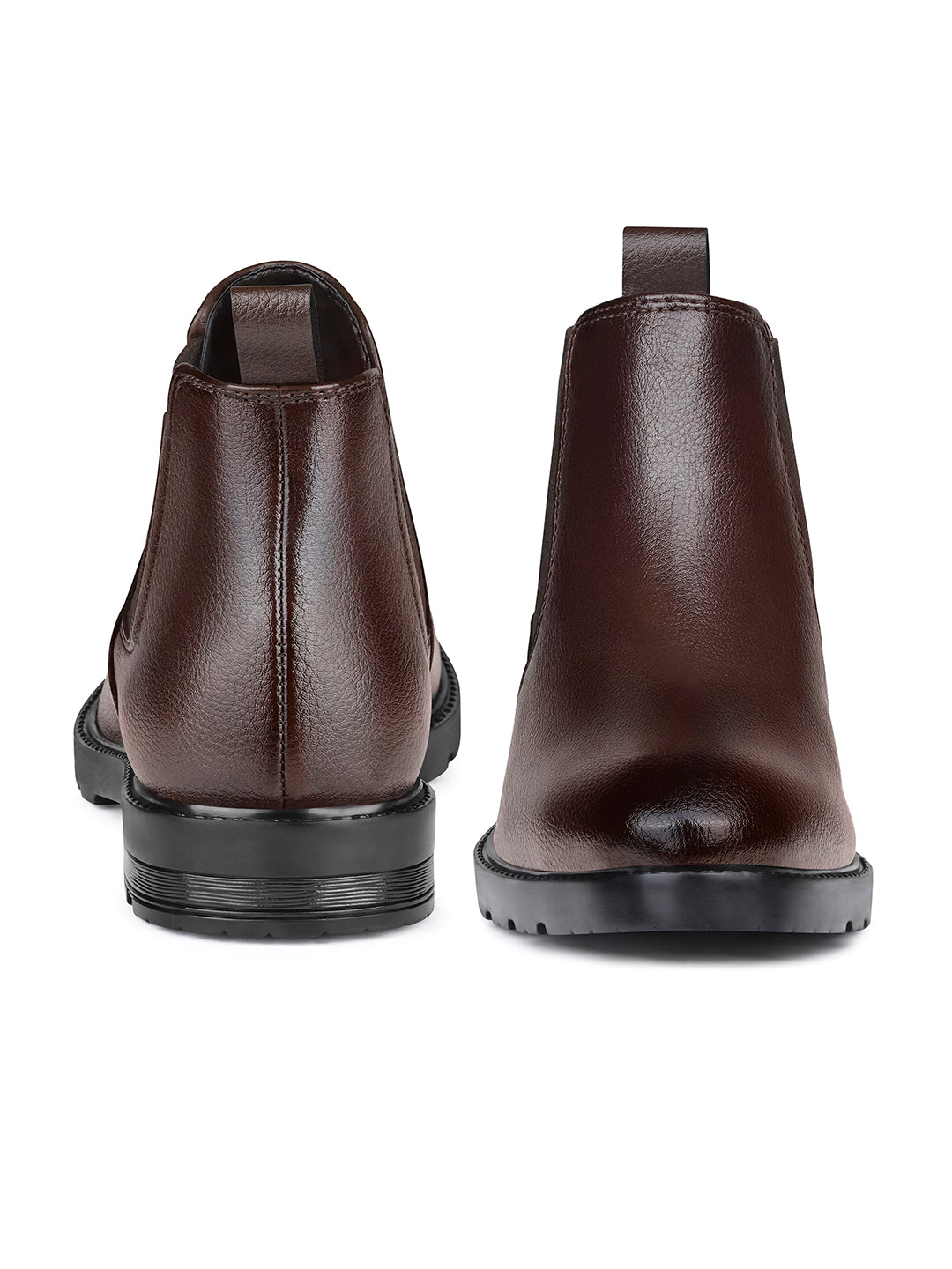 Brunette Brown Mid-Top Slip-On High Ankle Chelsea Boots