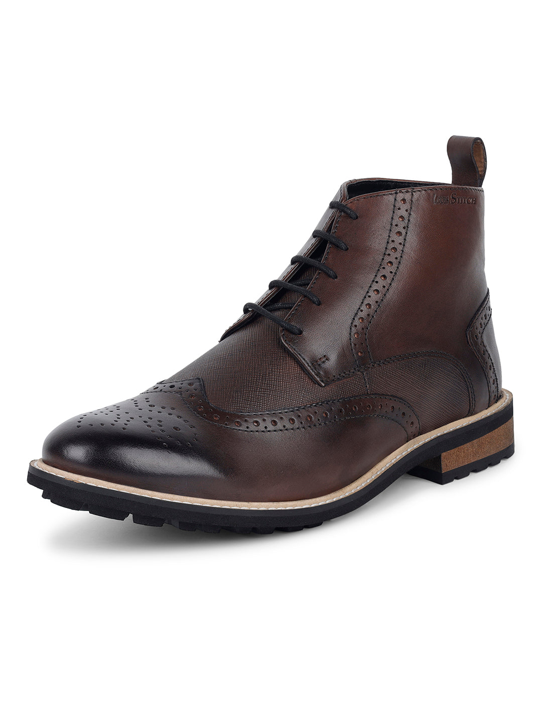 Brunette Brown Egyptian Crust Leather Brogue Lace Up Chukka Boots
