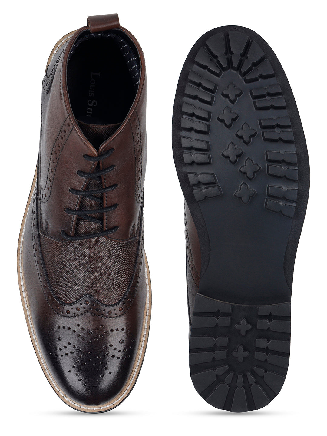 Brunette Brown Egyptian Crust Leather Brogue Lace Up Chukka Boots