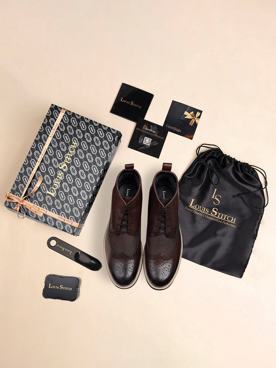 Brunette Brown Egyptian Crust Leather Brogue Lace Up Chukka Boots