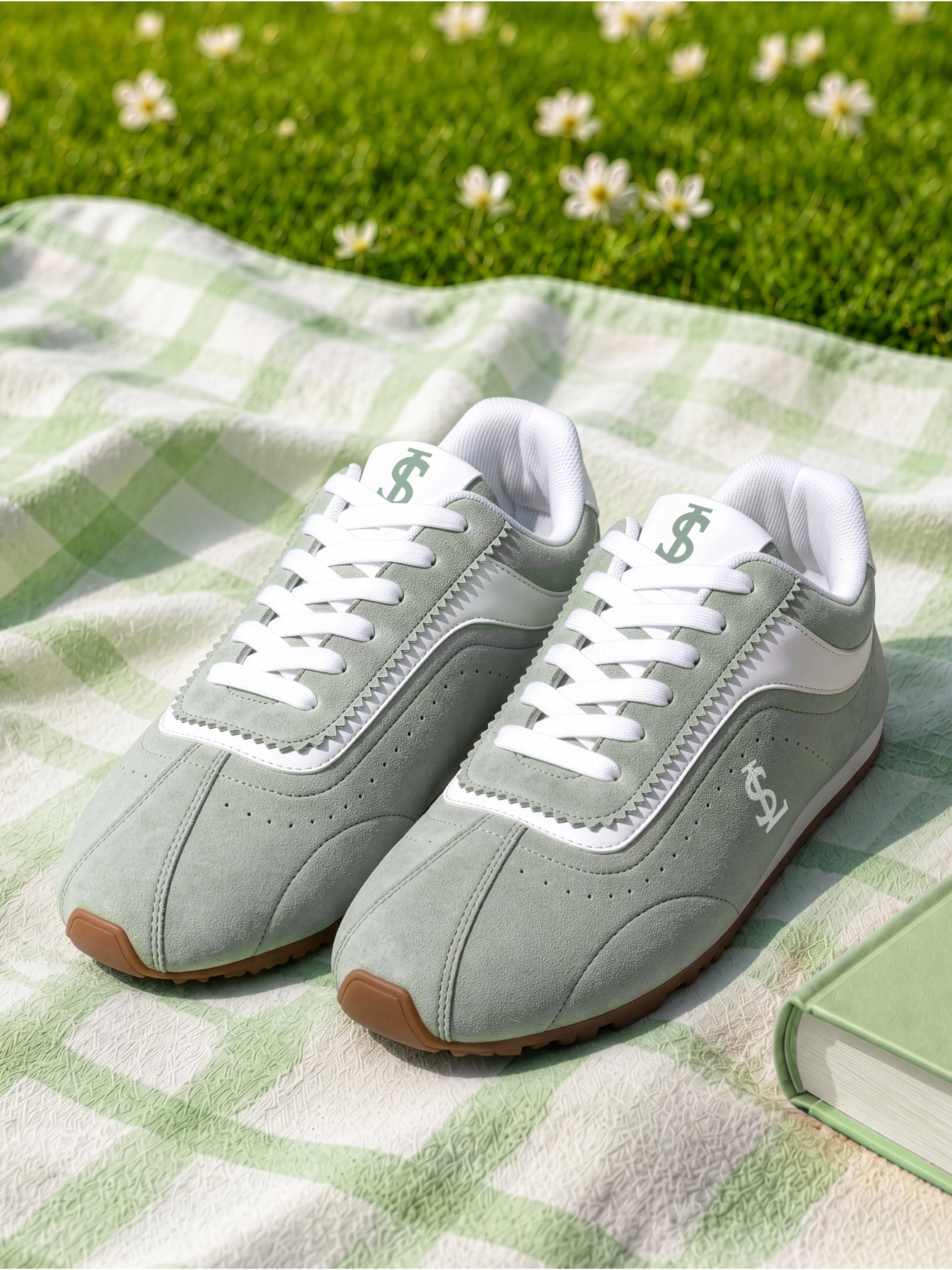 Mint Green Lightweight Lace-Up Sneakers