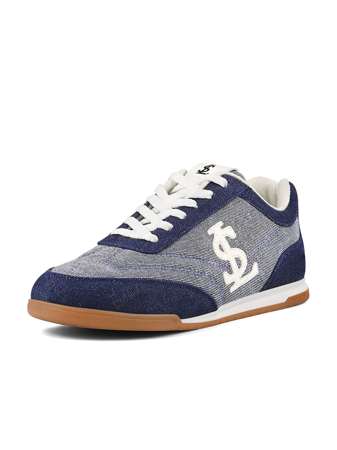 Women's Navy Blue Lightweight and Comfortable Casual Lace-Up Denim Sneakers