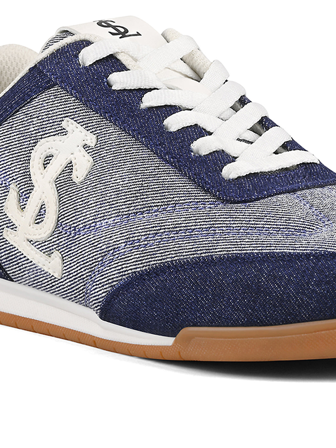 Women's Navy Blue Lightweight and Comfortable Casual Lace-Up Denim Sneakers