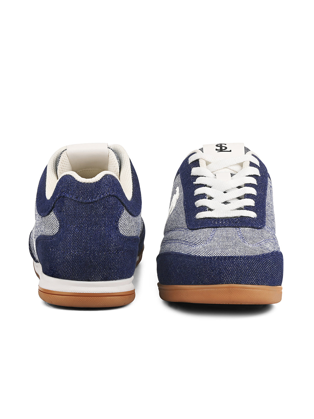 Women's Navy Blue Lightweight and Comfortable Casual Lace-Up Denim Sneakers