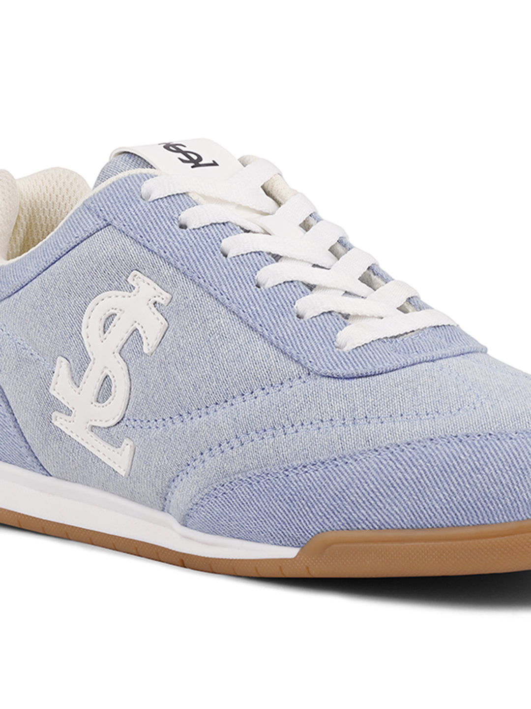 Women's Sky Blue Lightweight and Comfortable Casual Lace-Up Denim Sneakers