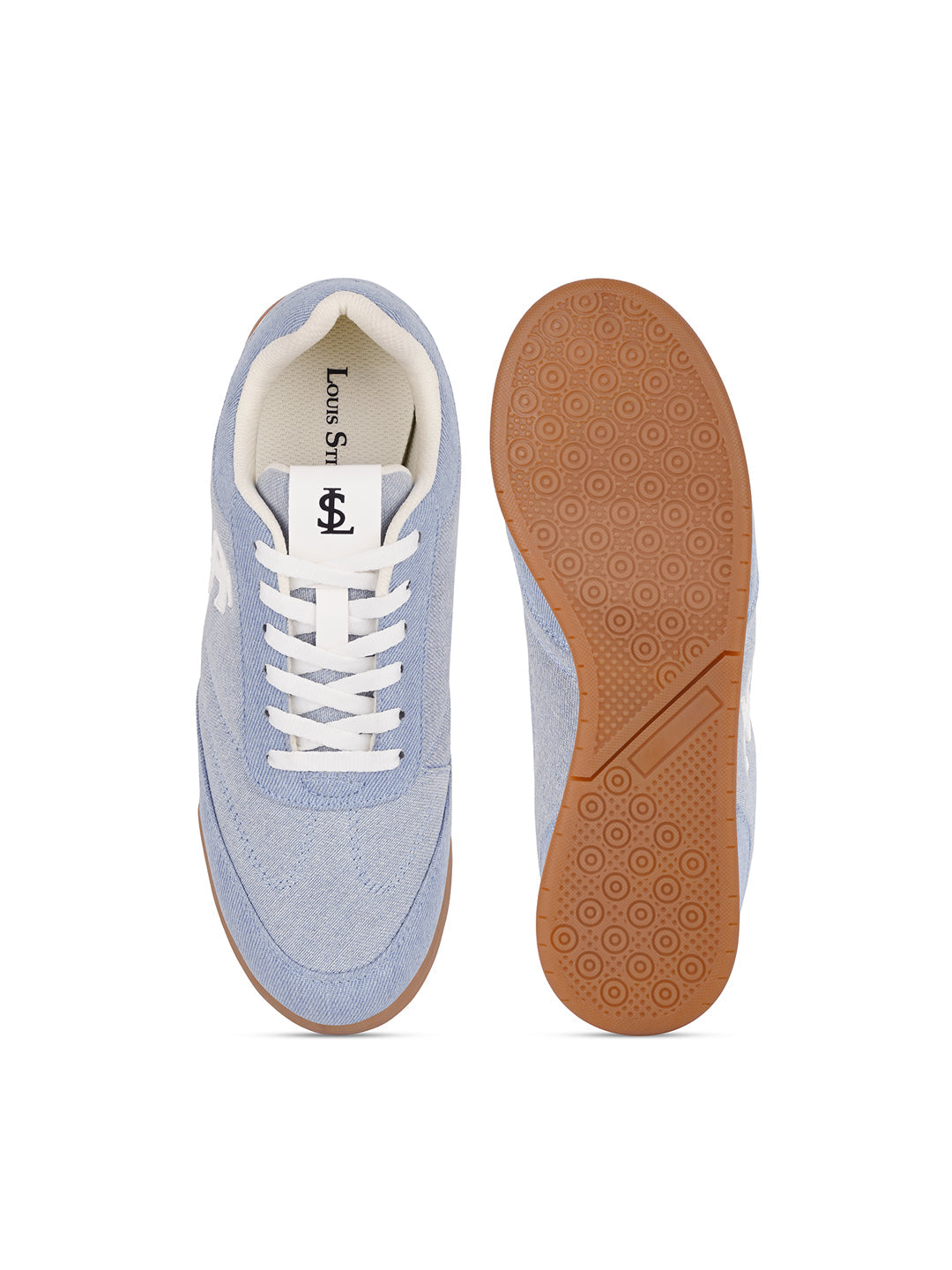 Women's Sky Blue Lightweight and Comfortable Casual Lace-Up Denim Sneakers