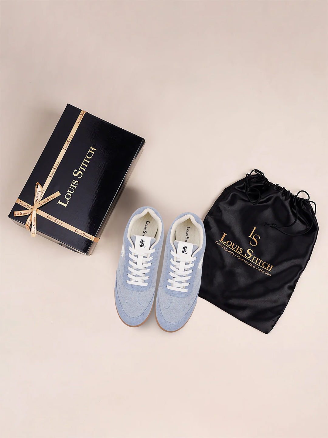 Women's Sky Blue Lightweight and Comfortable Casual Lace-Up Denim Sneakers