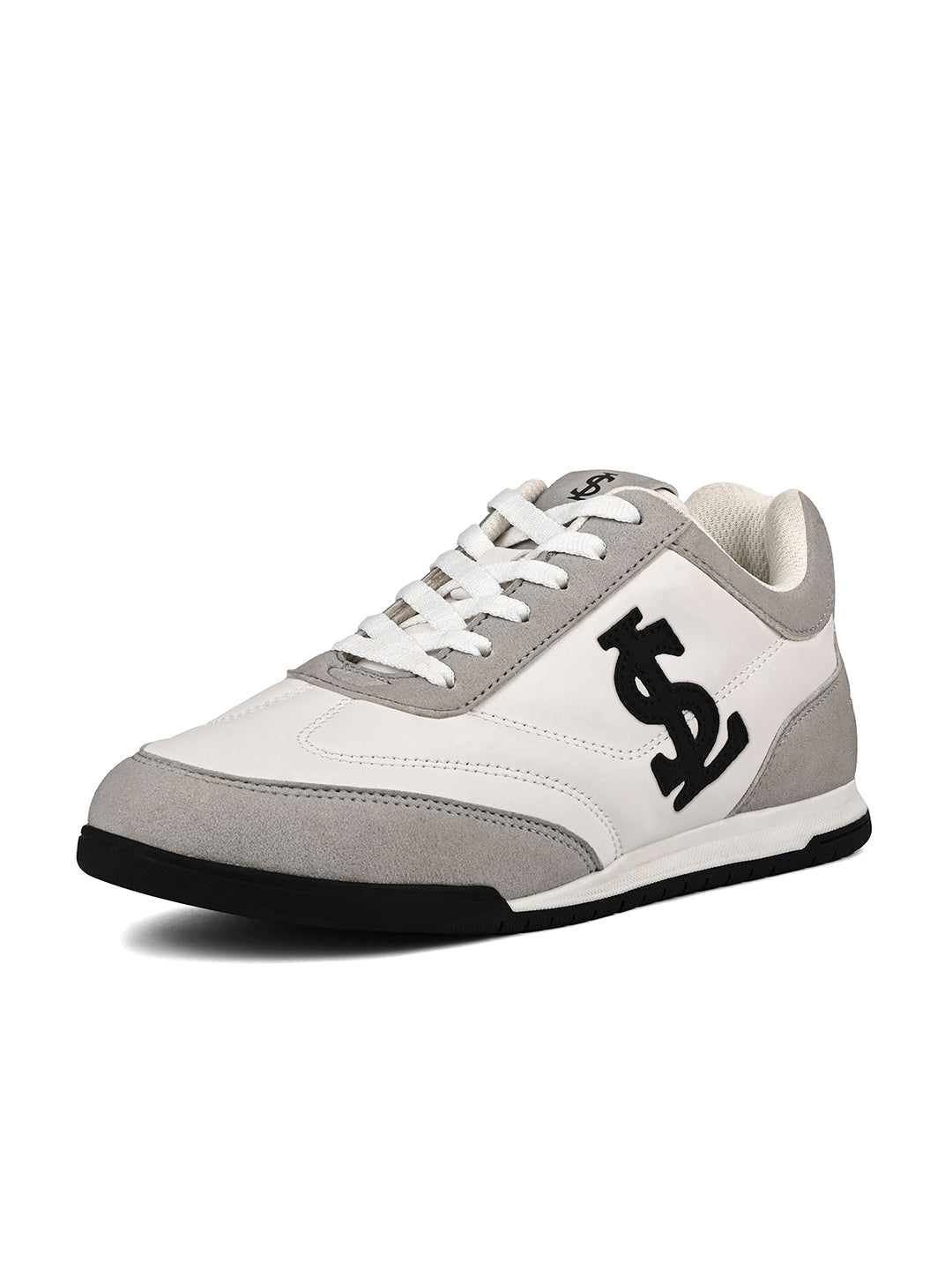 Women's Grey and White Lightweight and Comfortable Casual Lace-Up Sneakers