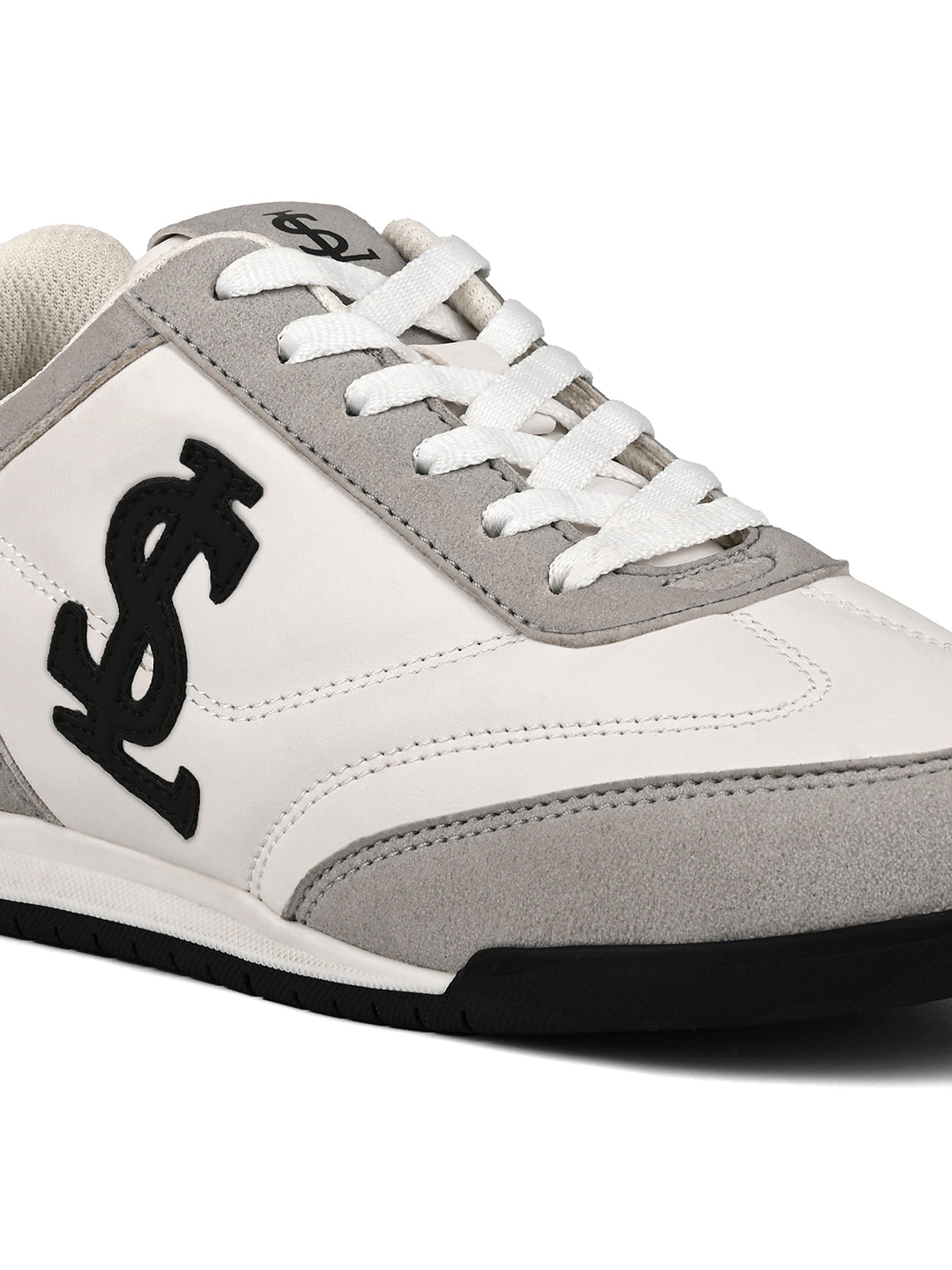 Women's Grey and White Lightweight and Comfortable Casual Lace-Up Sneakers