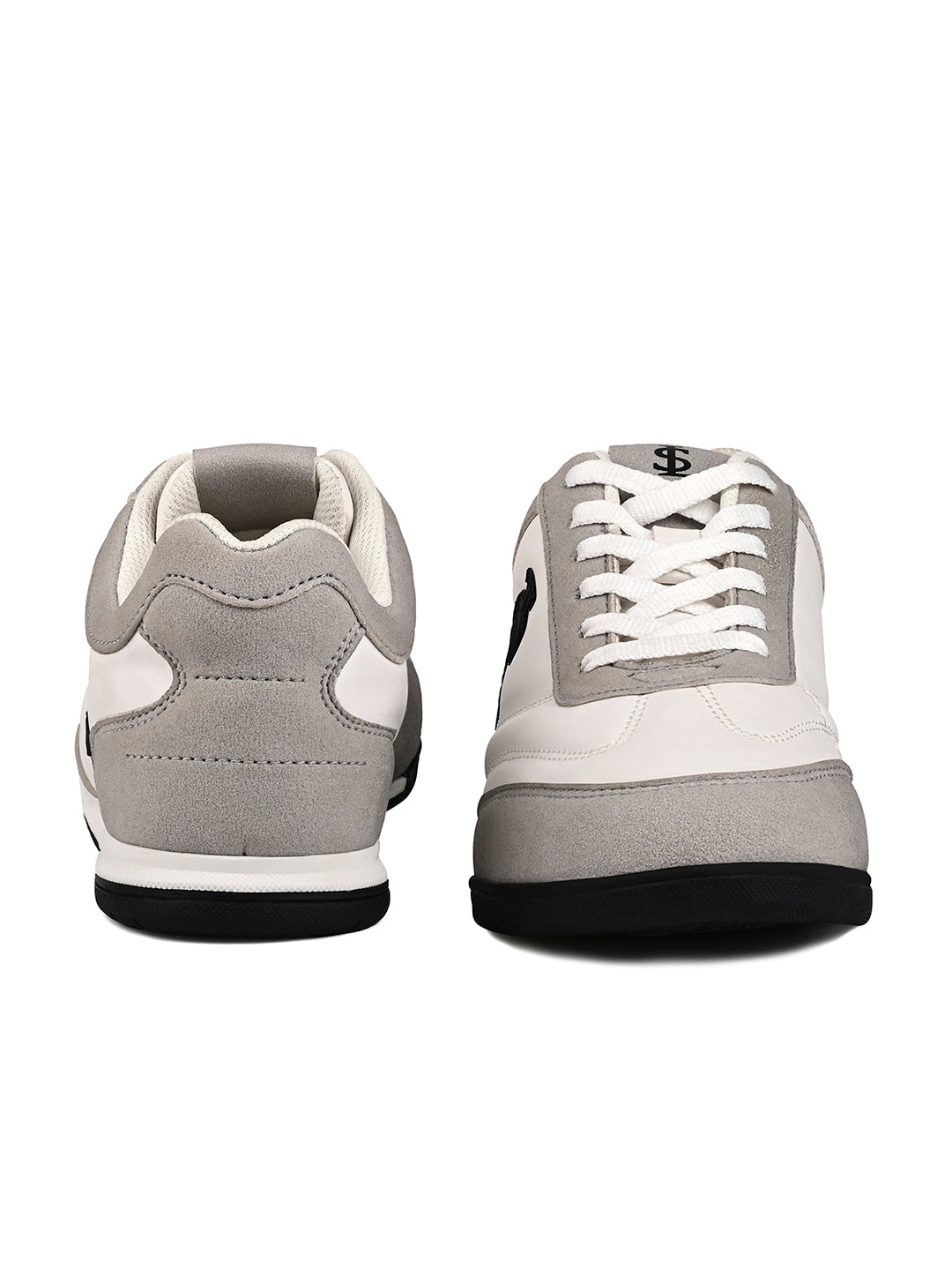 Women's Grey and White Lightweight and Comfortable Casual Lace-Up Sneakers