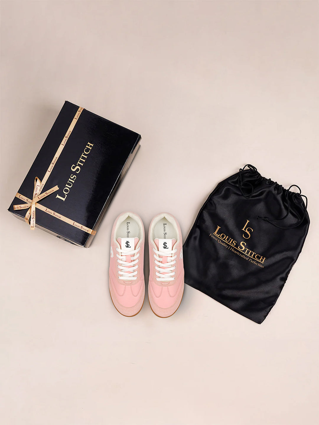 Women's Pink Lightweight and Comfortable Casual Lace-Up Sneakers