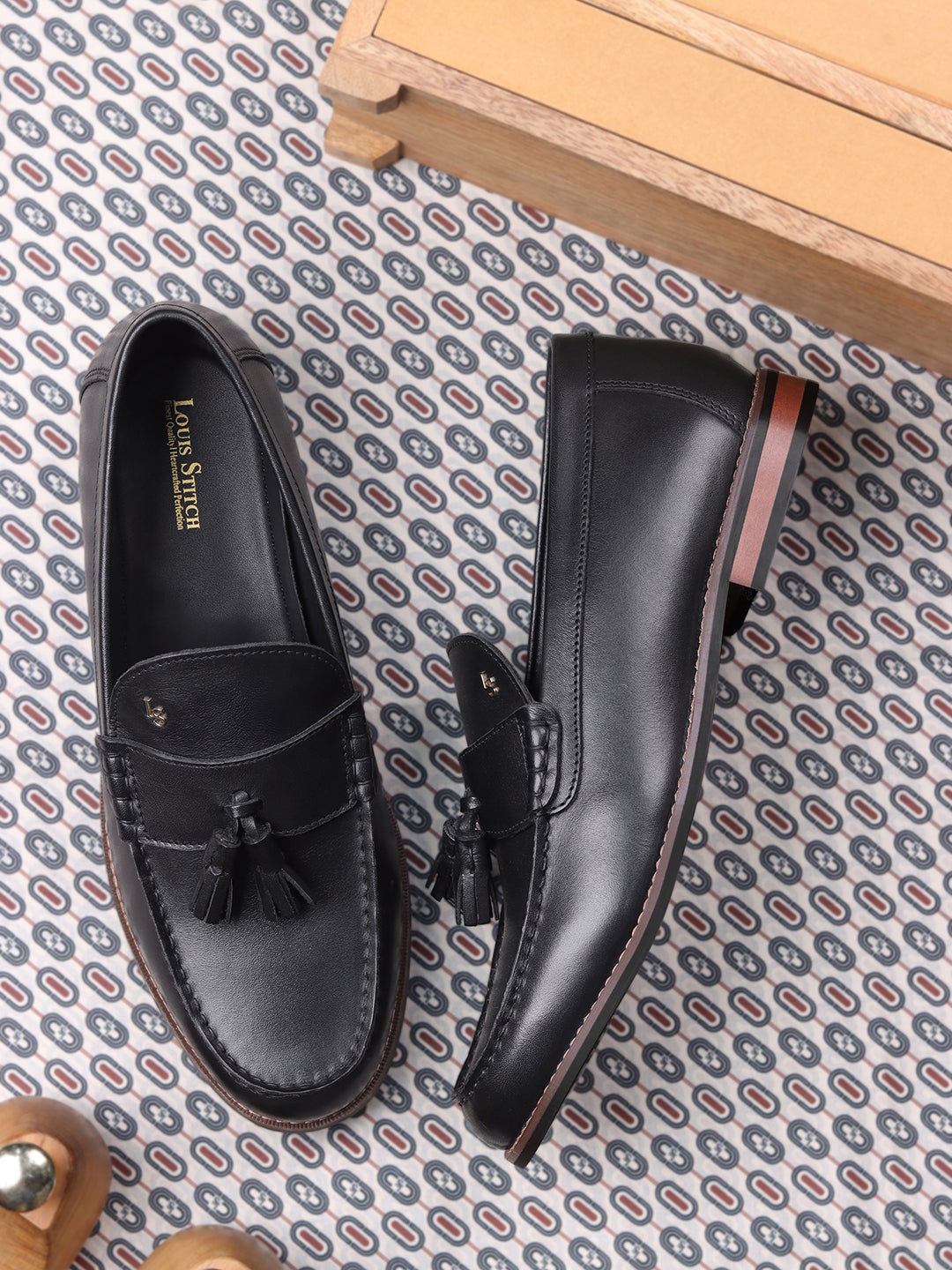 Men's Premium Raven Black Leather Formal Tassel Loafers