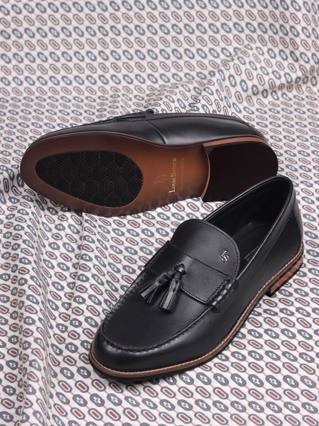 Men's Premium Raven Black Leather Formal Tassel Loafers