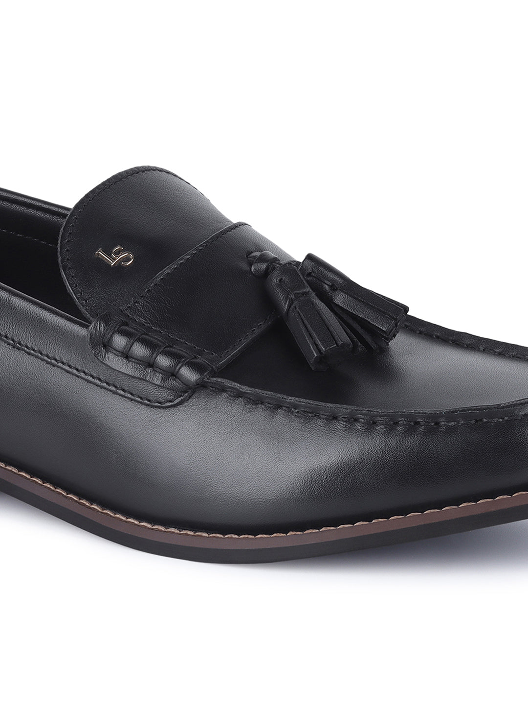 Men's Premium Raven Black Leather Formal Tassel Loafers