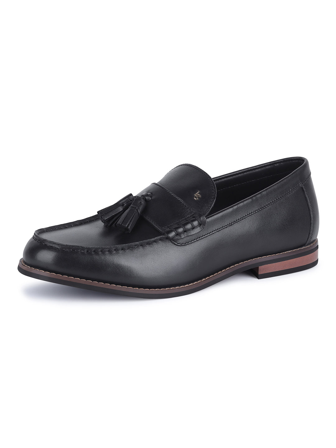 Men's Premium Raven Black Leather Formal Tassel Loafers