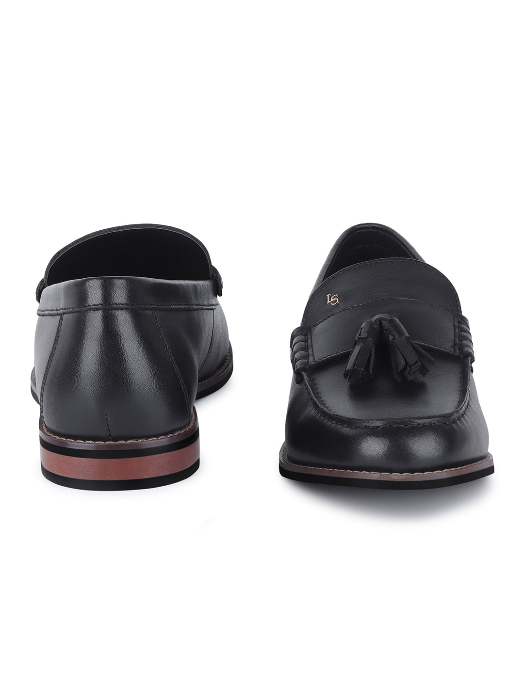 Men's Premium Raven Black Leather Formal Tassel Loafers