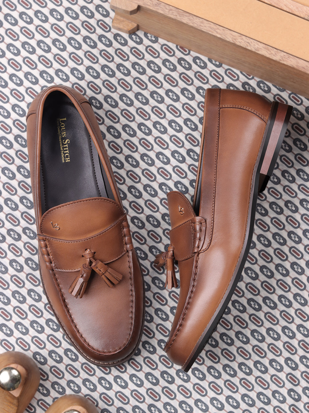 Men's Premium Cedar Tan Leather Formal Tassel Loafers