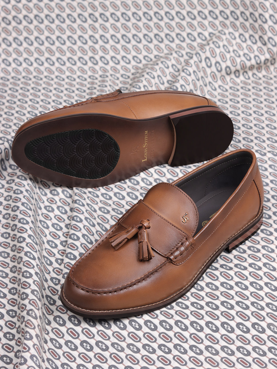 Men's Premium Cedar Tan Leather Formal Tassel Loafers