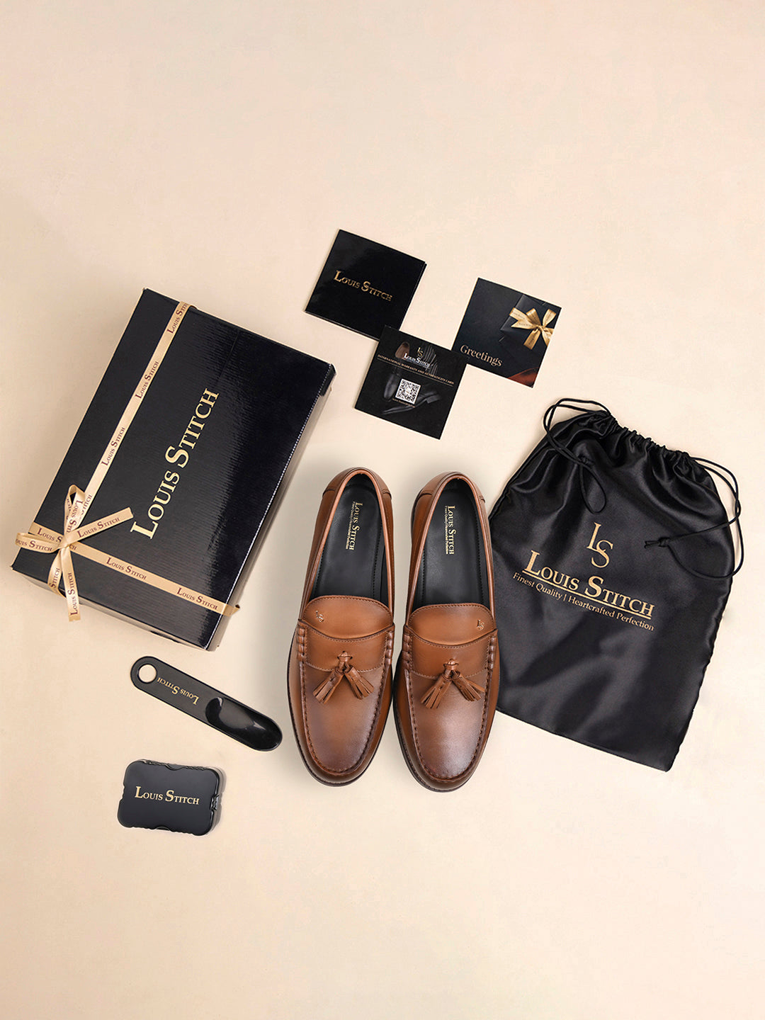 Men's Premium Cedar Tan Leather Formal Tassel Loafers