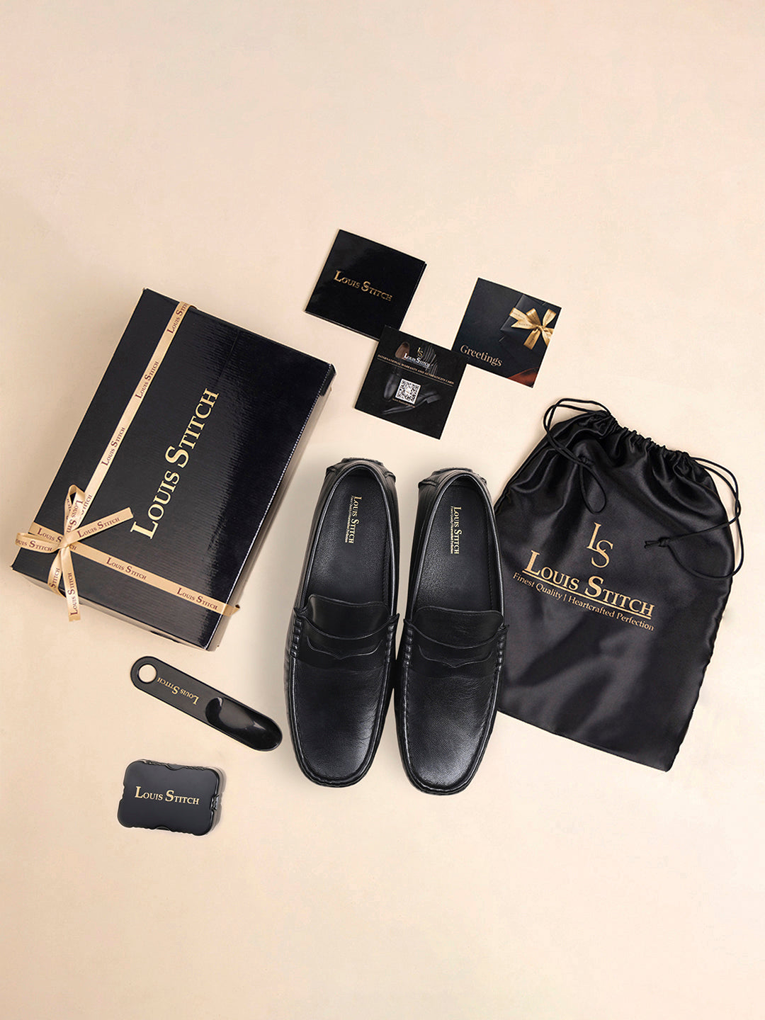 Men's Premium Raven Black Leather Formal Loafers