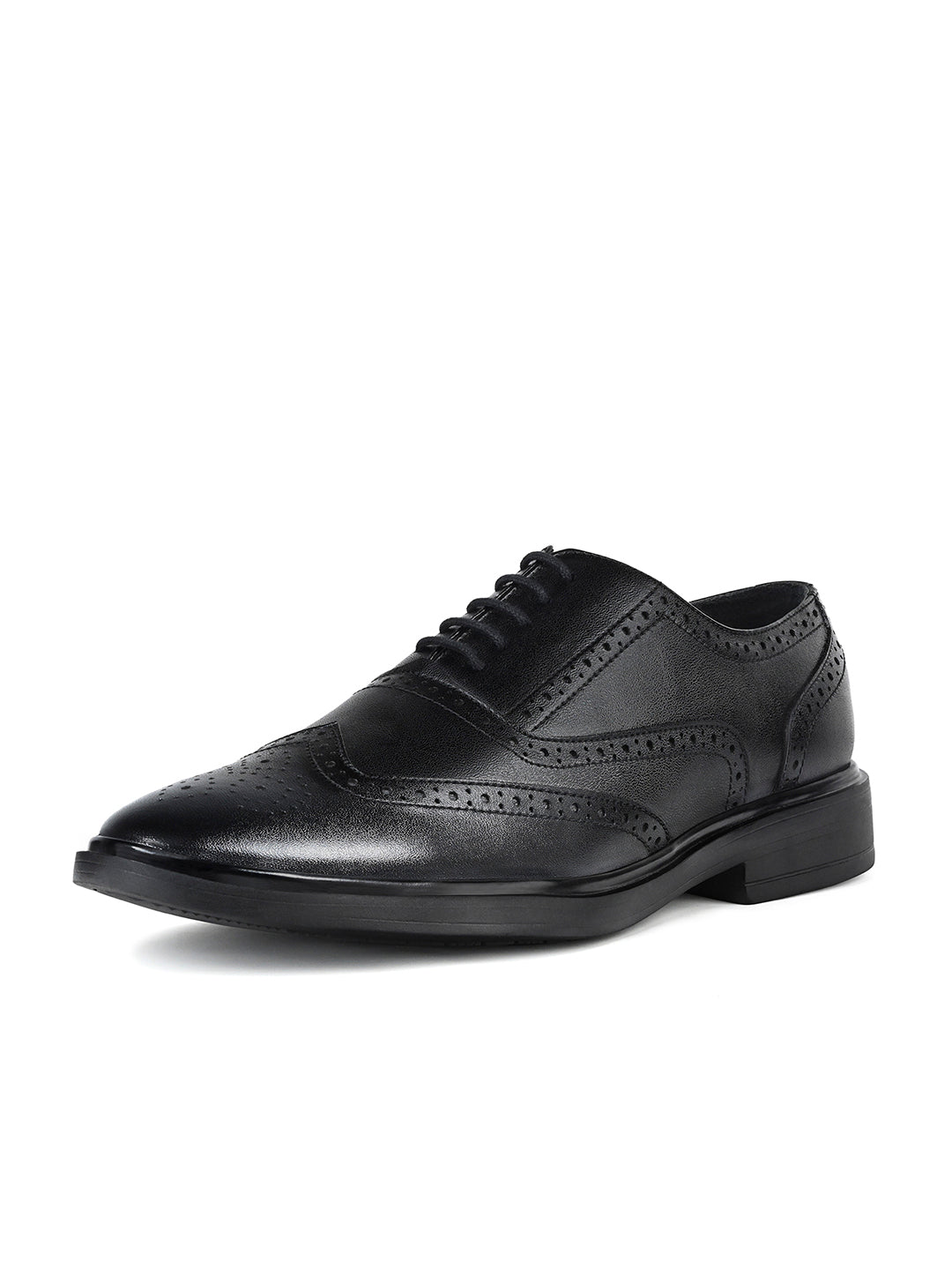 Egyptian Black Leather Lace-Up Lightweight Formal Brogues