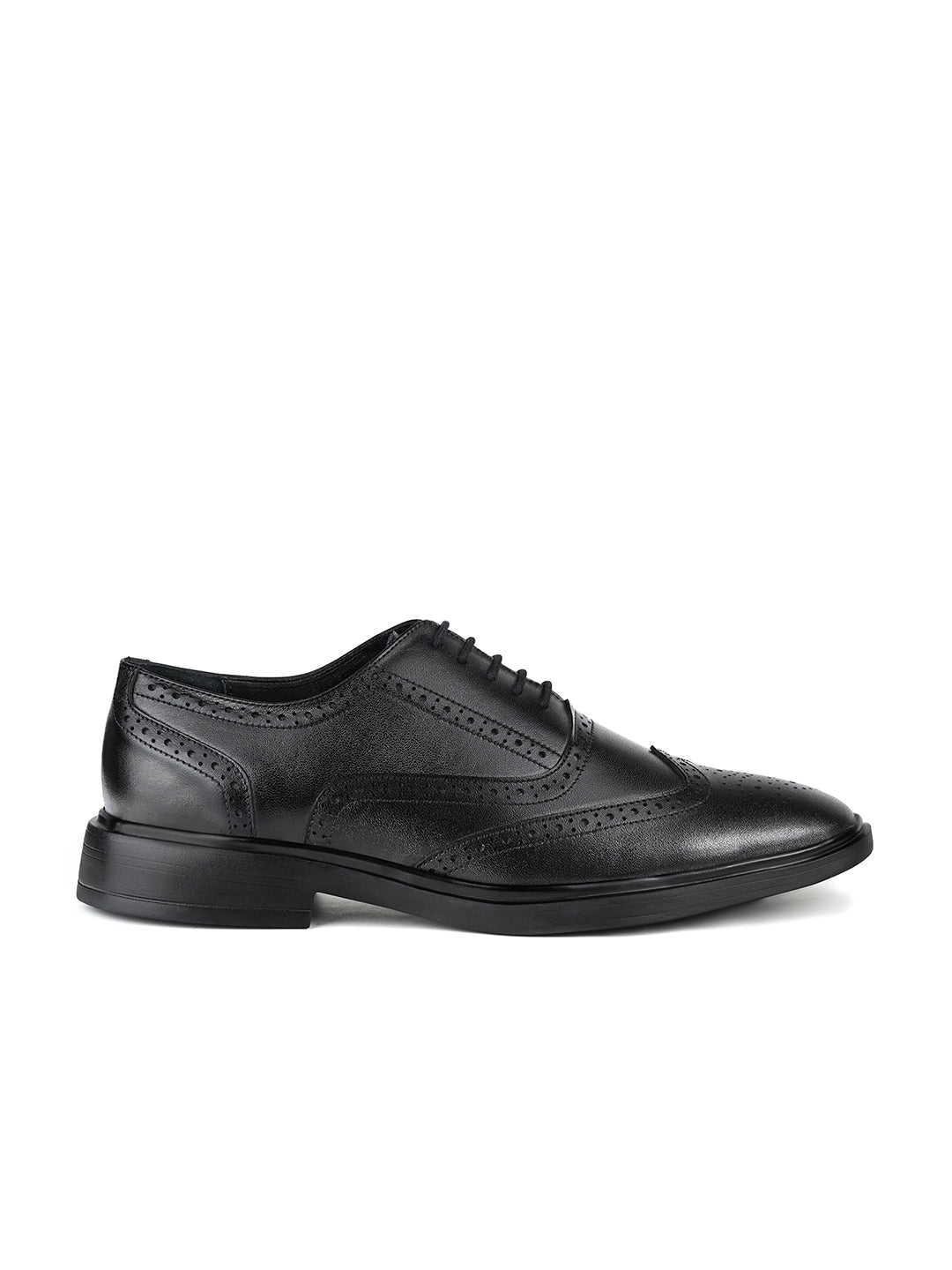Egyptian Black Leather Lace-Up Lightweight Formal Brogues