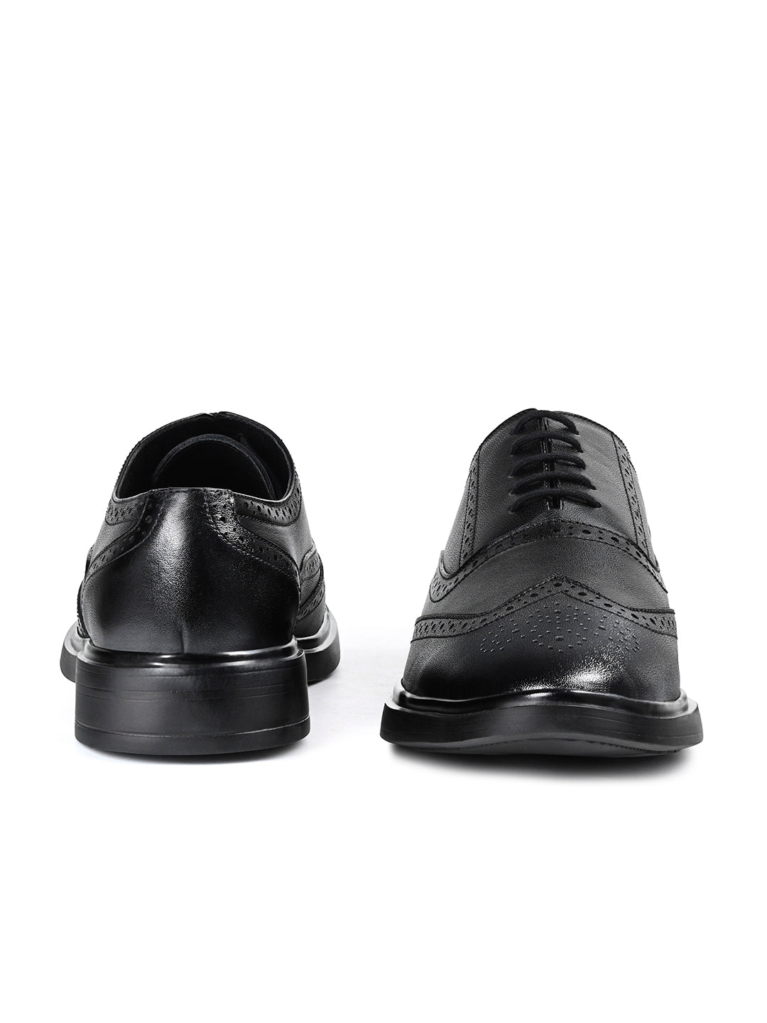 Egyptian Black Leather Lace-Up Lightweight Formal Brogues