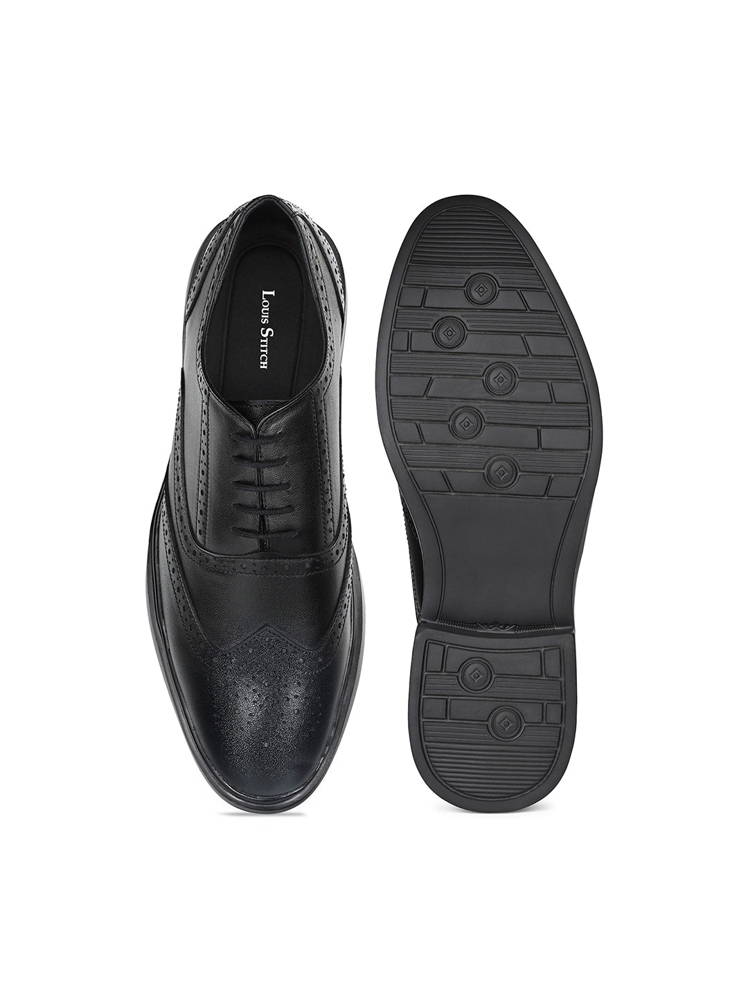 Egyptian Black Leather Lace-Up Lightweight Formal Brogues
